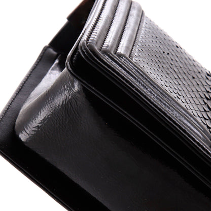 Chanel Boy Flap Bag Python And Patent Old Medium