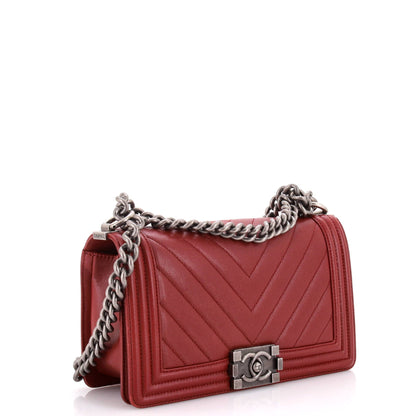 Chanel Boy Flap Bag Chevron Caviar Old Medium
