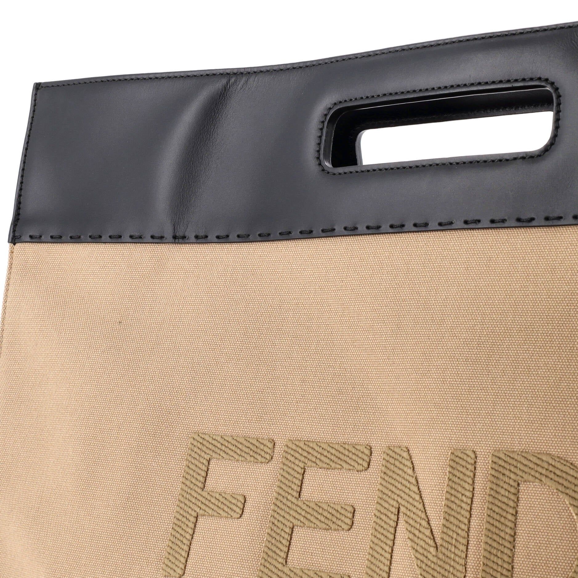 Fendi Cut Out Handle Shopper Tote Canvas Large