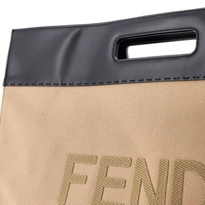 Fendi Cut Out Handle Shopper Tote Canvas Large