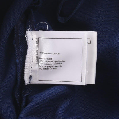 Chanel Navy With Matelasse Ribbon Denim Pants Cotton P 58416v 44378