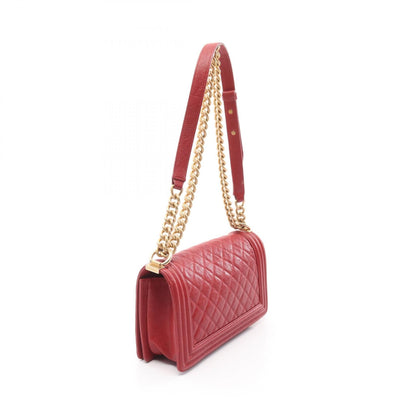 Chanel Red Boy Shoulder Bag Leather Grained Calfskin A 67086