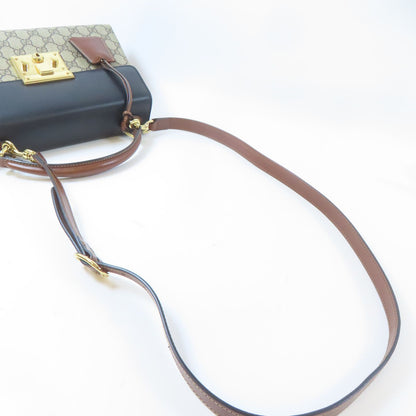 Gucci Painted Canvas/leather Crossbody Bag Gold Hand-handed Bag For Shoulders And Backs Color/b