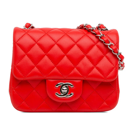 Chanel Mini Square Classic Lambskin Single Flap Red