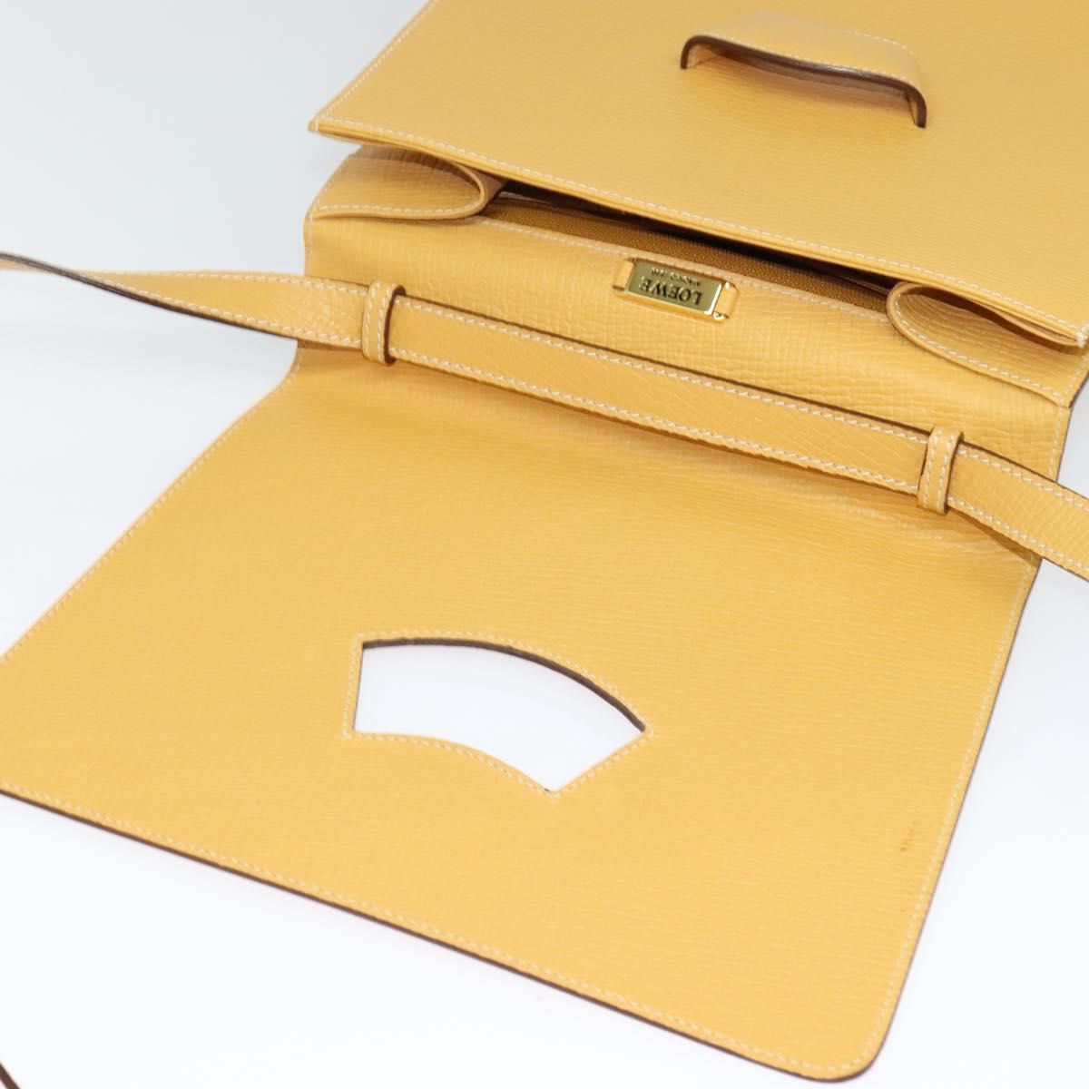 Loewe Barcelona Hand Bag Leather 2way Yellow Auth