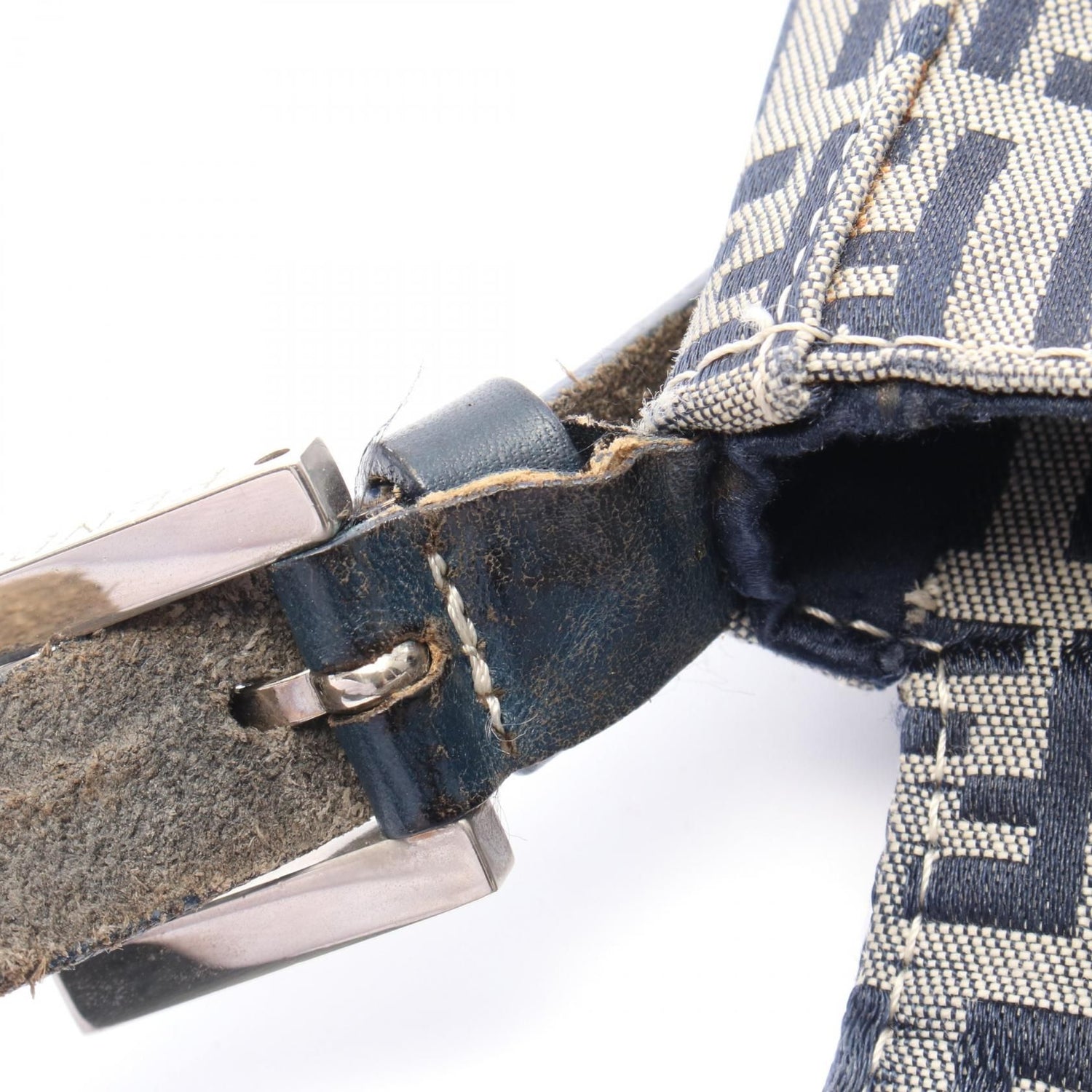 Fendi Zucchino Handbag Navy Gray Canvas 16464