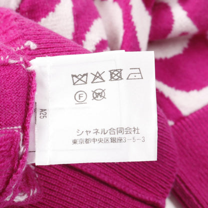 Chanel Purple White Coco Mark Knit Cashmere P 70436k 10043