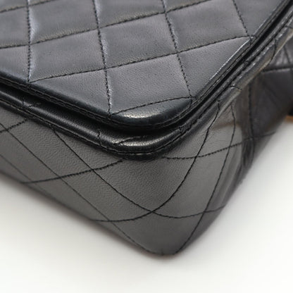 Chanel Black Matelasse Full Flap Shoulder Bag Lambskin (sheep Leather)