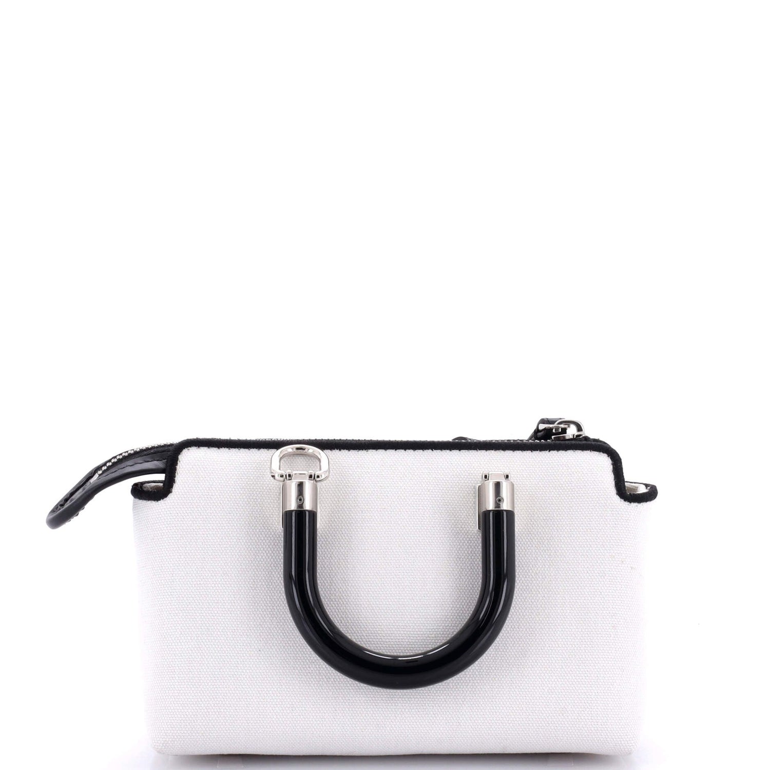 Fendi Logo By The Way Top Handle Bag Embroidered Canvas Mini