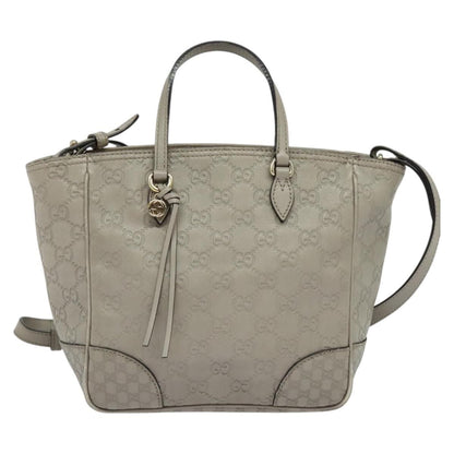 Gucci Gg Canvas Guccissima Hand Bag Leather Gray Gold 353121 Auth