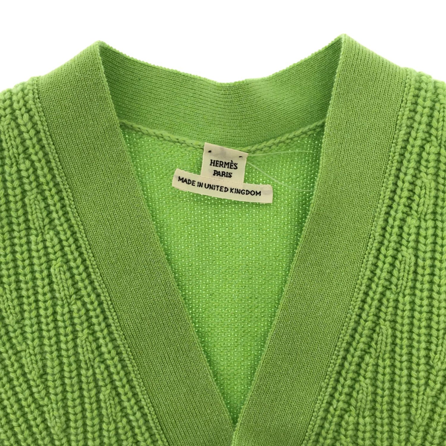 Hermes Cardigan Knitwear Jacket Cashmere Cotton Green  34