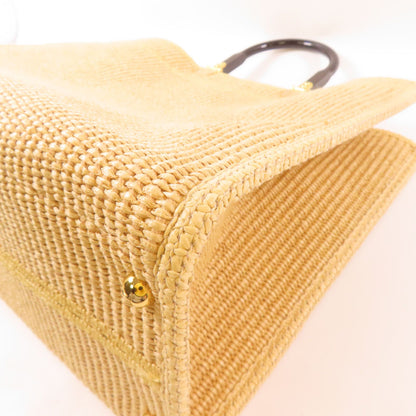 Fendi Woven Straw Sunshine Medium Tote Hand-sewn Shoulder Bag Light Brown 2way Shoulder Bag Beige Other Woven St