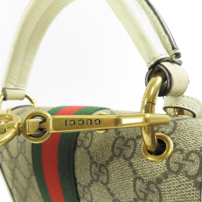Gucci GG Supreme Monogram Small Queen Margaret Top Handle Bag Beige White