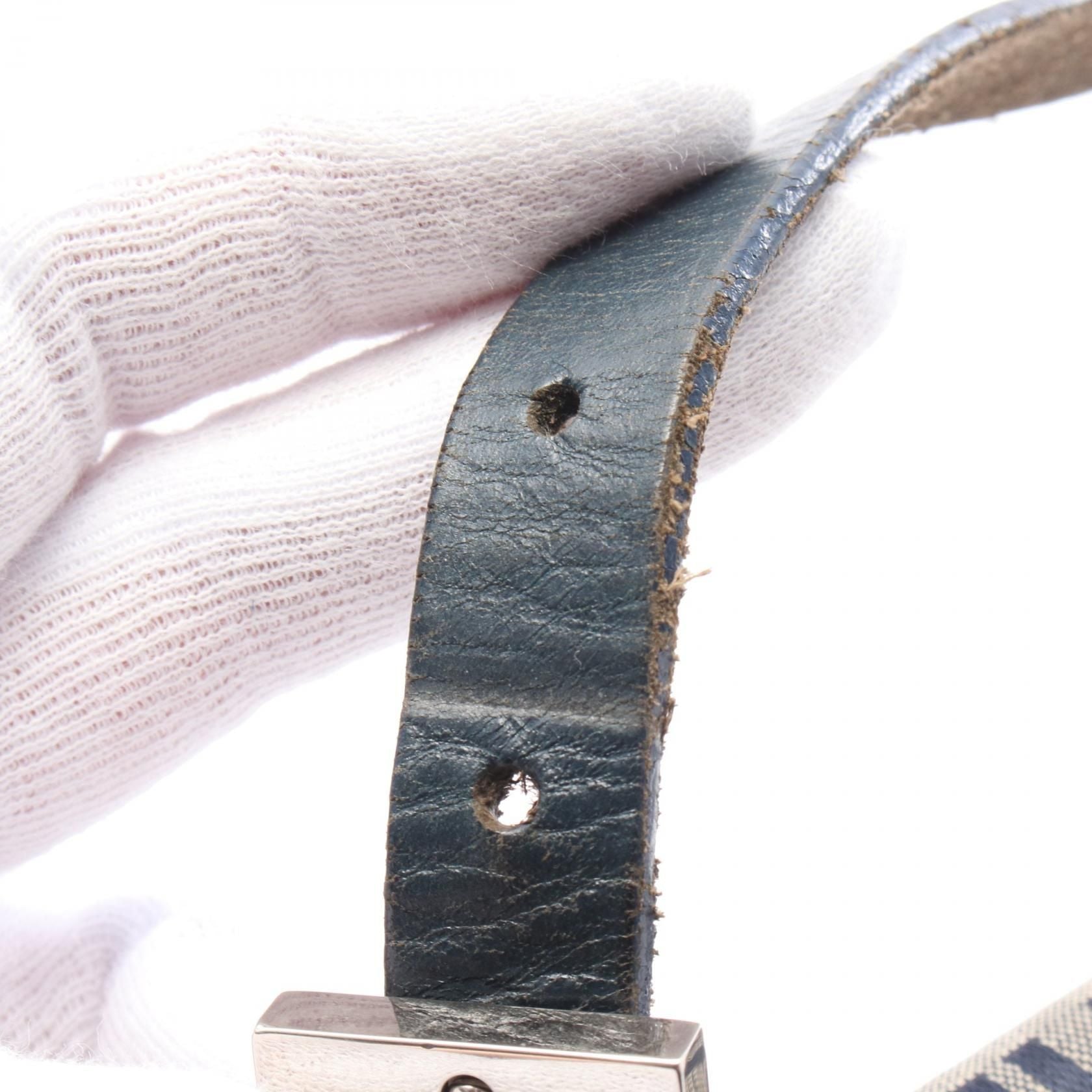 Fendi Zucchino Handbag Navy Gray Canvas 16464