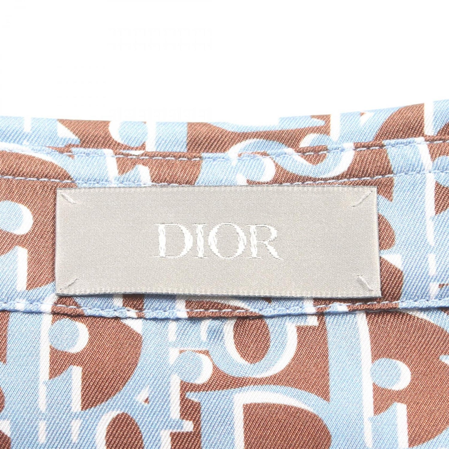 Dior Oblique Tops Brown Blue Silk