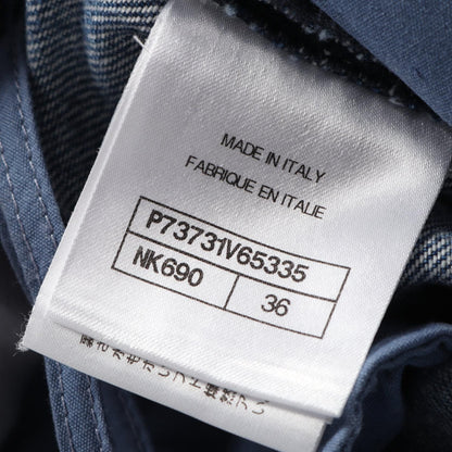 Chanel Navy Coco Mark Button Denim Pants Cotton