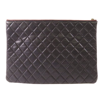 Chanel Black Cowhide Leather Pouch Business Bag Clutch Bag Calfskin (cowhide)