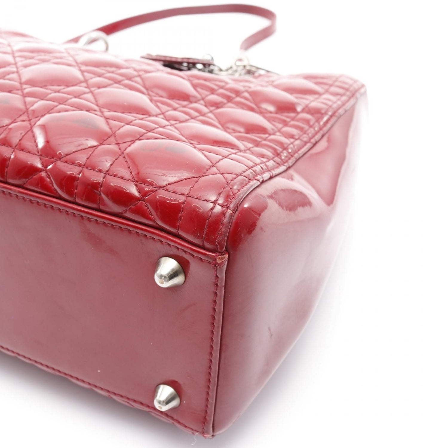 Christian Dior Christian Dior Large Cannage Handbag Red Patent Leather