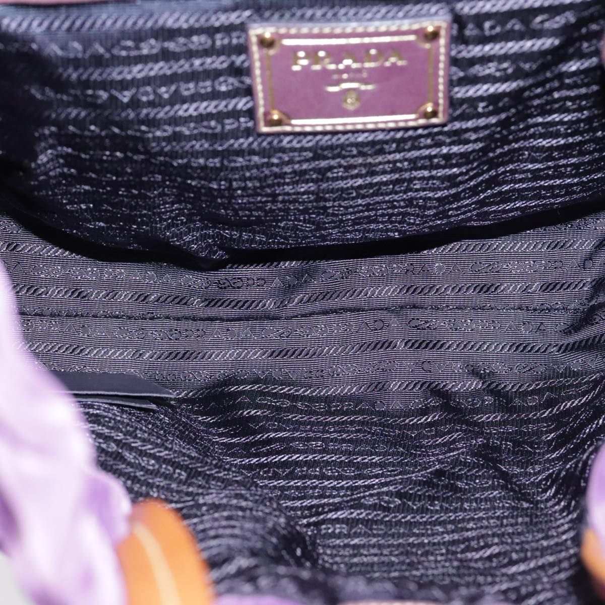 Prada Tote Bag Nylon Purple Gold Auth