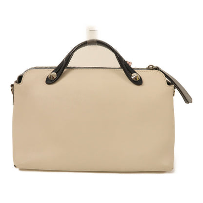 Fendi Sheepskin Leather By The Way Silver Hand-handed Shoulder Bag 2way Shoulder Bag Beige White Lambskin (sheep Leathe