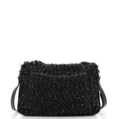 Chanel CC Lock Flap Messenger Bag Tweed Medium