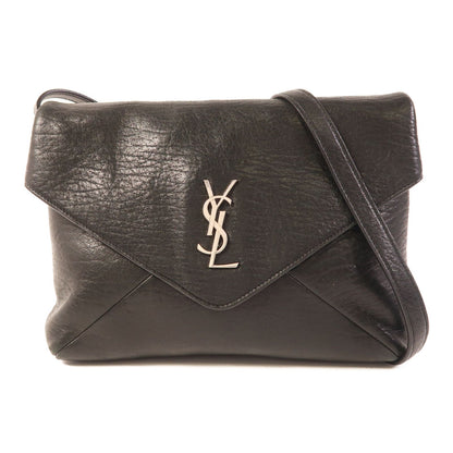 Yves Saint Laurent Cowhide Leather Sac De Jeur Silver Shoulder Bag Black Calfskin (cowhide) 480583