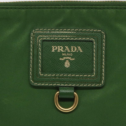 Prada Pouch Nylon Green Gold Auth