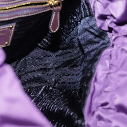 Prada Tote Bag Nylon Purple Gold Auth