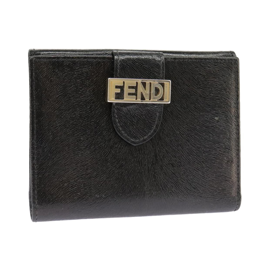 Fendi Wallet Leather Black Auth
