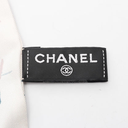 Chanel White Multicolor Coco Mark Scrunchie Scarf Silk