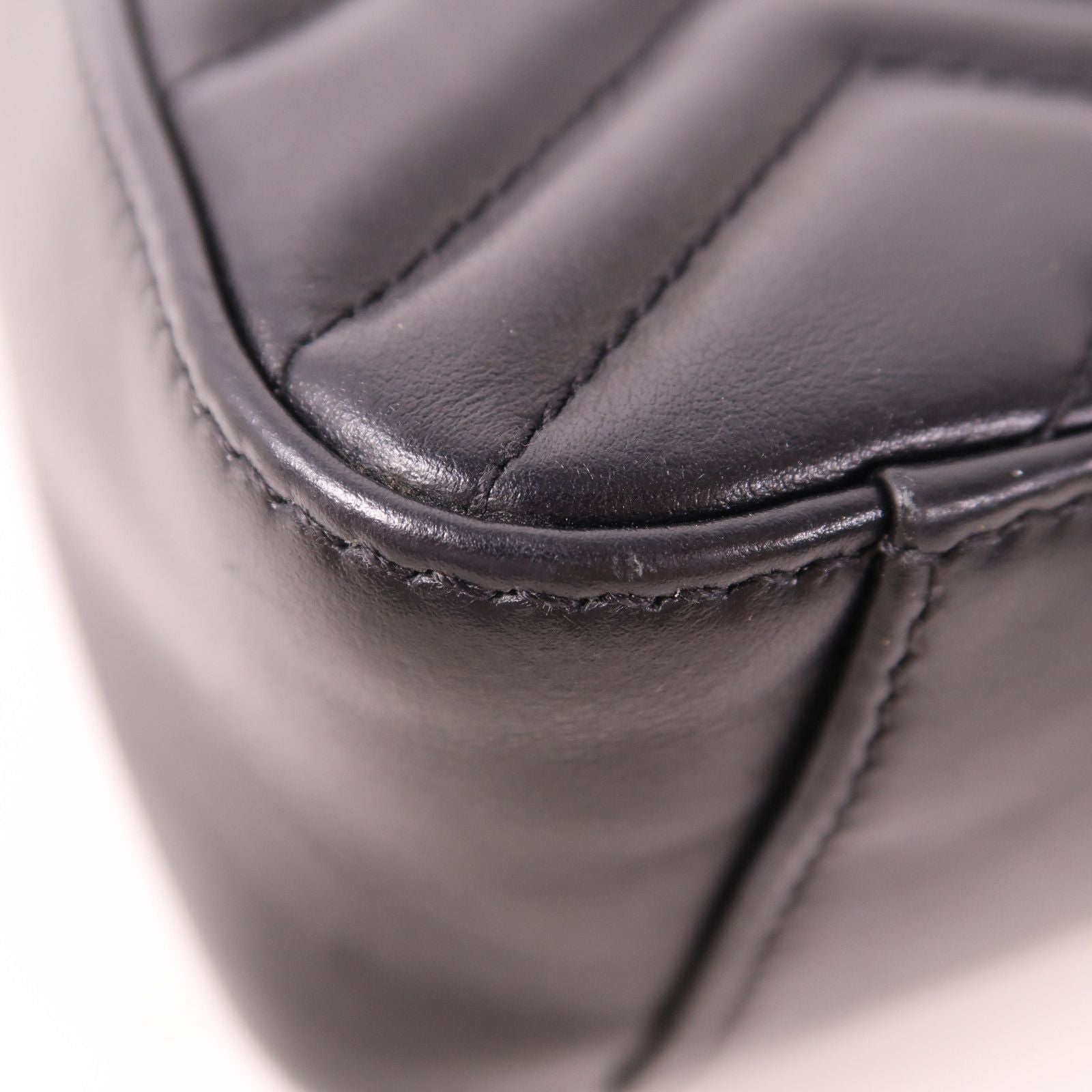 Gucci Sheepskin Leather Gg Marmont Hand-turned Shoulder And Back Bag 2way Shoulder Bag Black Lambskin (sheep Leat