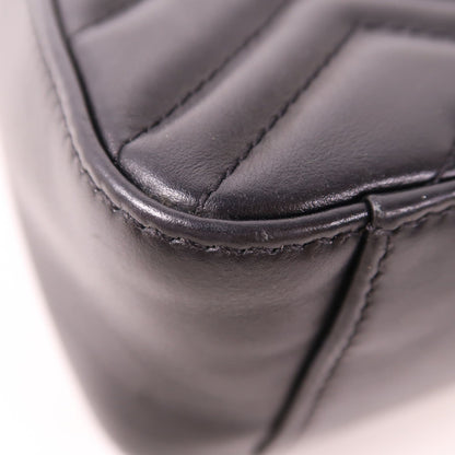 Gucci Sheepskin Leather Gg Marmont Hand-turned Shoulder And Back Bag 2way Shoulder Bag Black Lambskin (sheep Leat