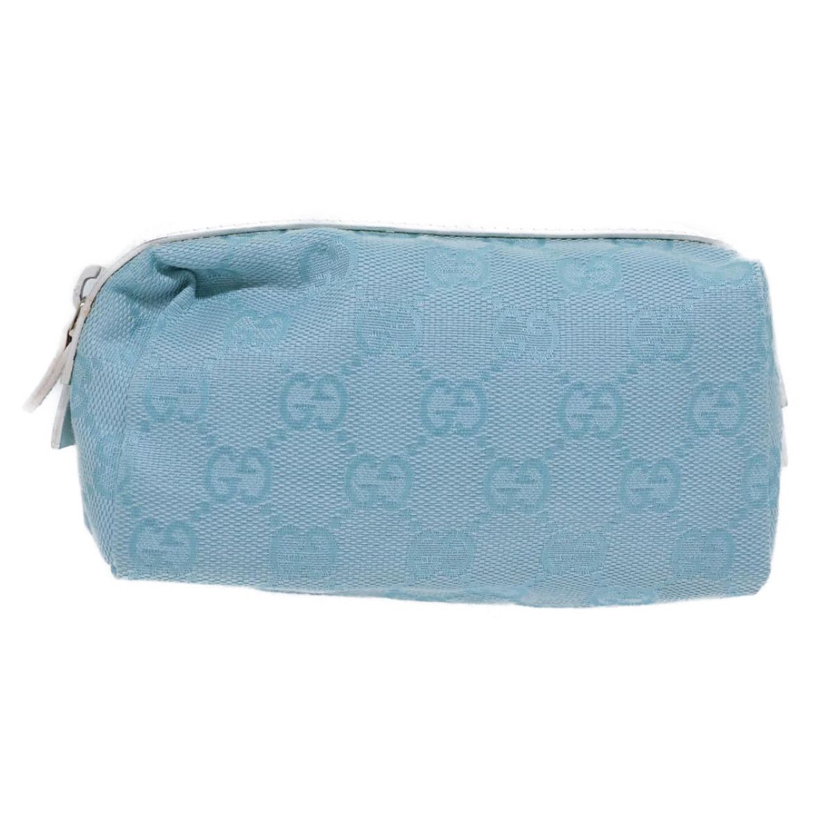 Gucci Gg Canvas Pouch Light Blue 039 1118 Auth