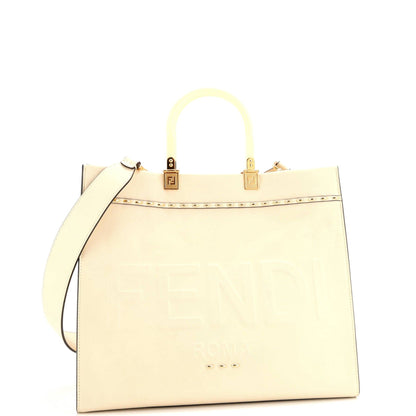 Fendi Sunshine Shopper Tote Studded Leather Medium