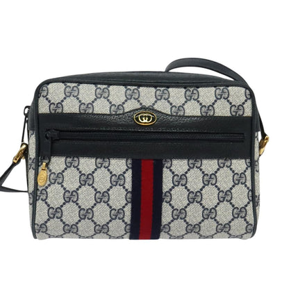 Gucci Gg Supreme Sherry Line Shoulder Bag Pvc Navy Gold 98 02 004 Auth