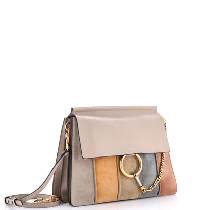 Chloe Faye Shoulder Bag Stitched Suede And Leather Medium