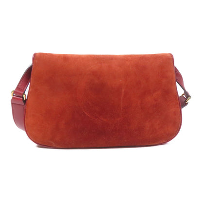 Gucci Calfskin Blondie Chain Shoulder Flap Bag Red Burgundy Suede 699268