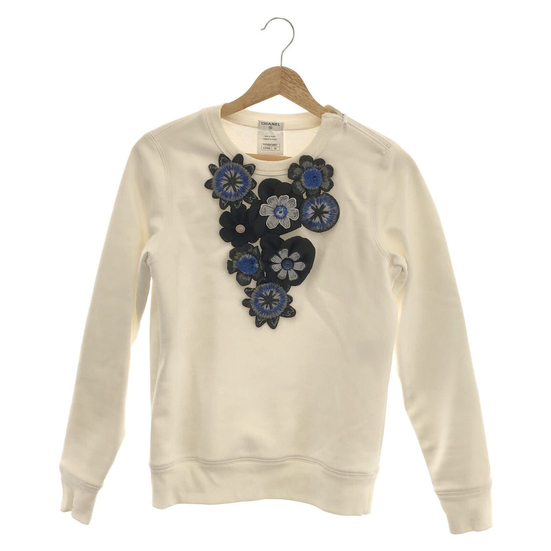 Chanel Crew Neck Sweatshirt White Cotton 34