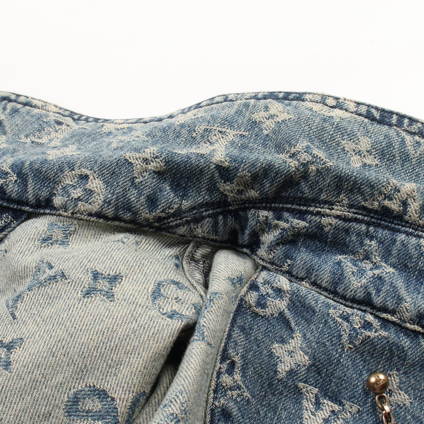 Louis Vuitton X Supreme Monogram Denim Jacket Hda 91wall Cotton Blue Mens 44