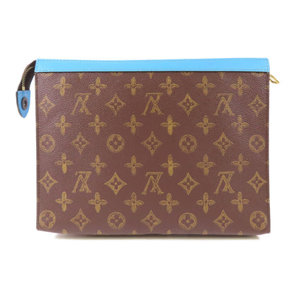 Louis Vuitton Monogram Pochette Voyage Mm Gold Hand Bag Brown/blue Business Bag Clutch Bag M 81204