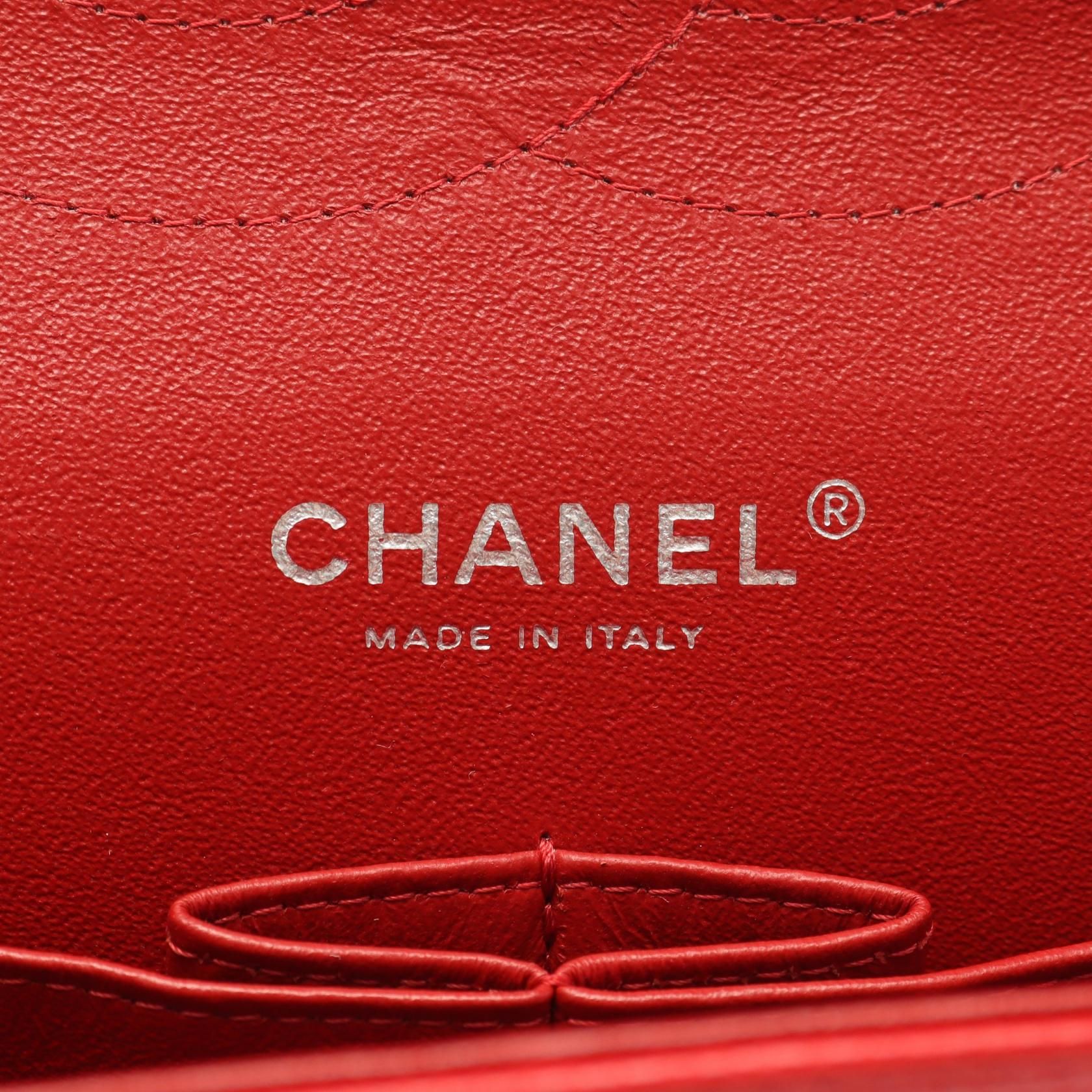 Chanel Red Deca Matelasse 30 Classic Large W Flap Shoulder Bag Calfskin (cowhide) A 58600