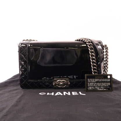 Chanel Black Lacquered Boy 11 Crossbody Bag Patent Leather