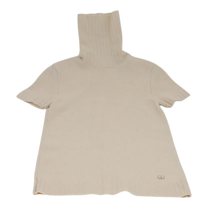 Chanel Turtleneck Wool Beige Cc Auth