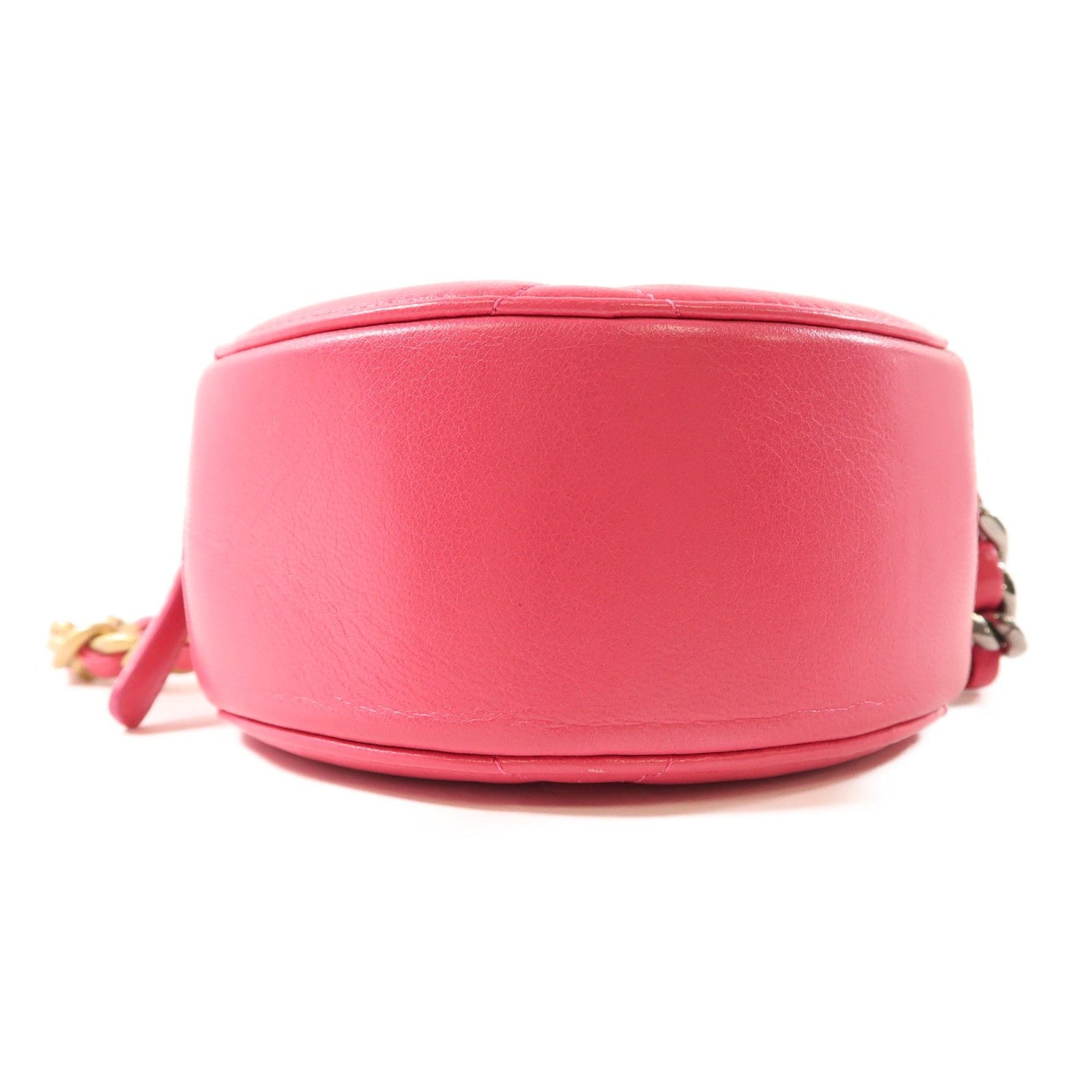 Chanel Pink Leather 19 Round Bag Hand-turn Shoulder Bag Powder Red 2way Shoulder Bag Leather