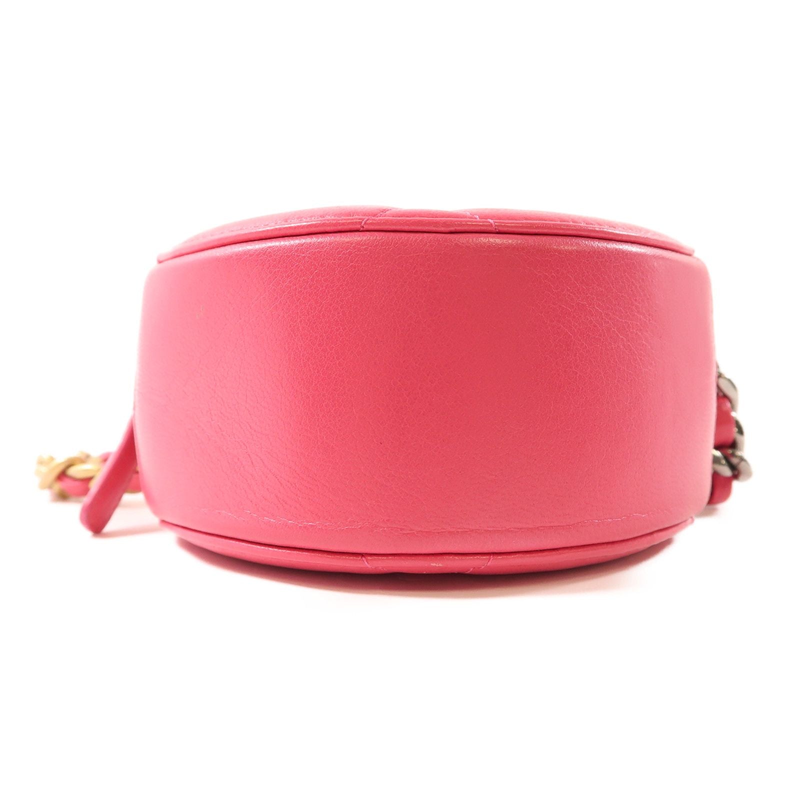 Chanel Pink Leather 19 Round Bag Hand-turn Shoulder Bag Powder Red 2way Shoulder Bag Leather