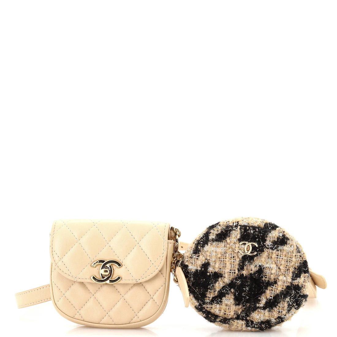 Chanel CC Waist Bag With Coin Purse Quilted Lambskin And Tweed