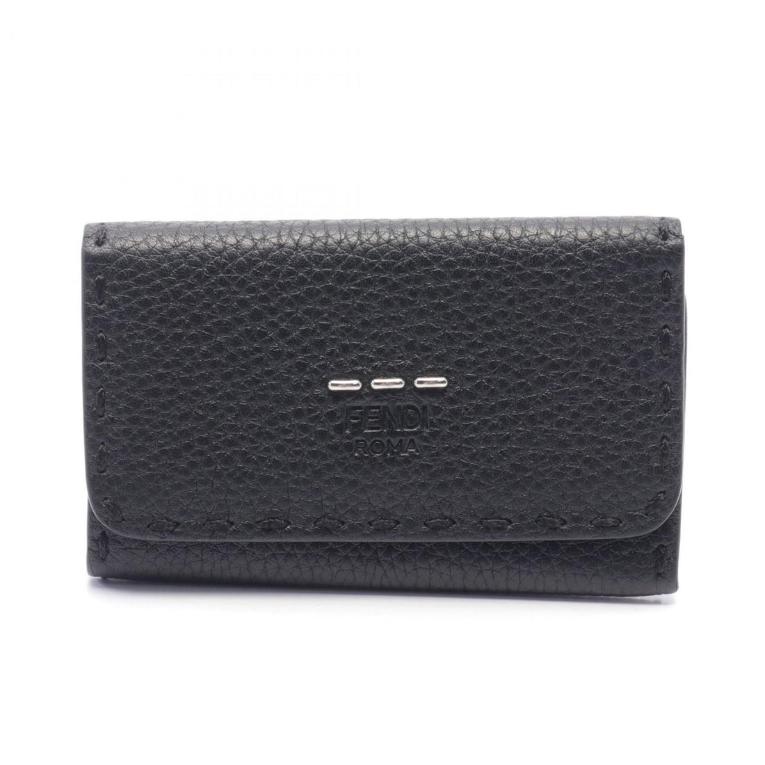 Fendi Selleria Key Holder Black Leather 7ap 011