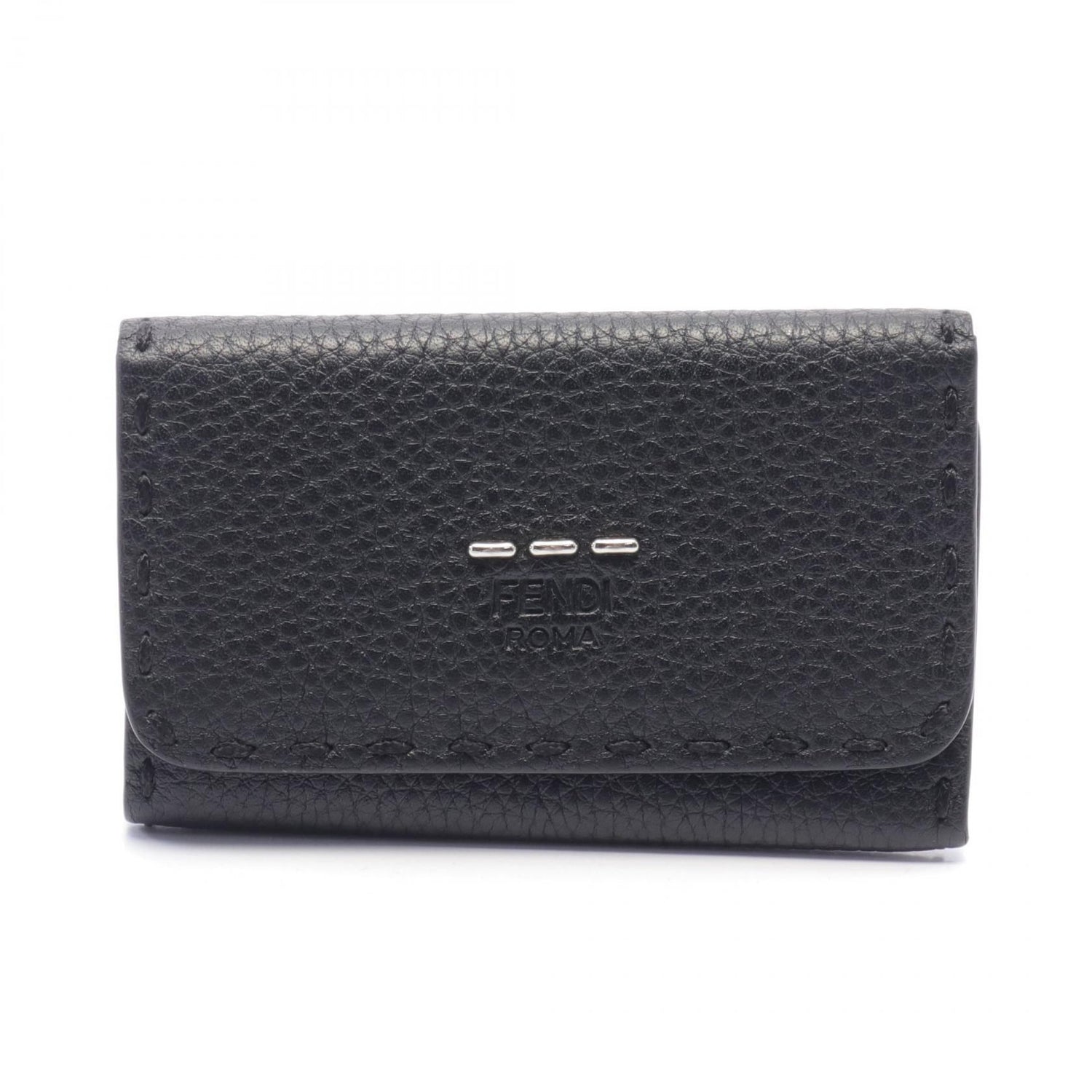 Fendi Selleria Key Holder Black Leather 7ap 011
