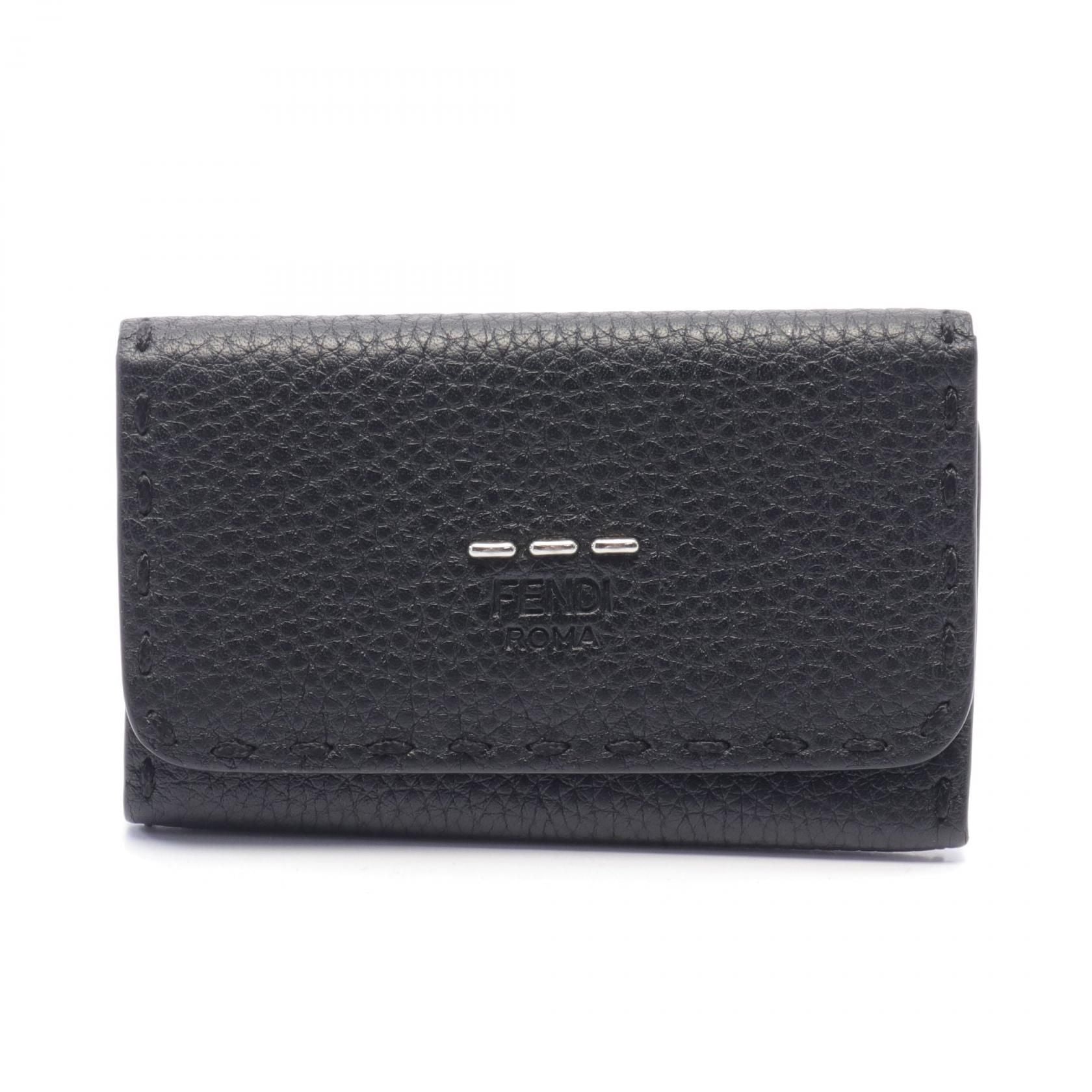 Fendi Selleria Key Holder Black Leather 7ap 011