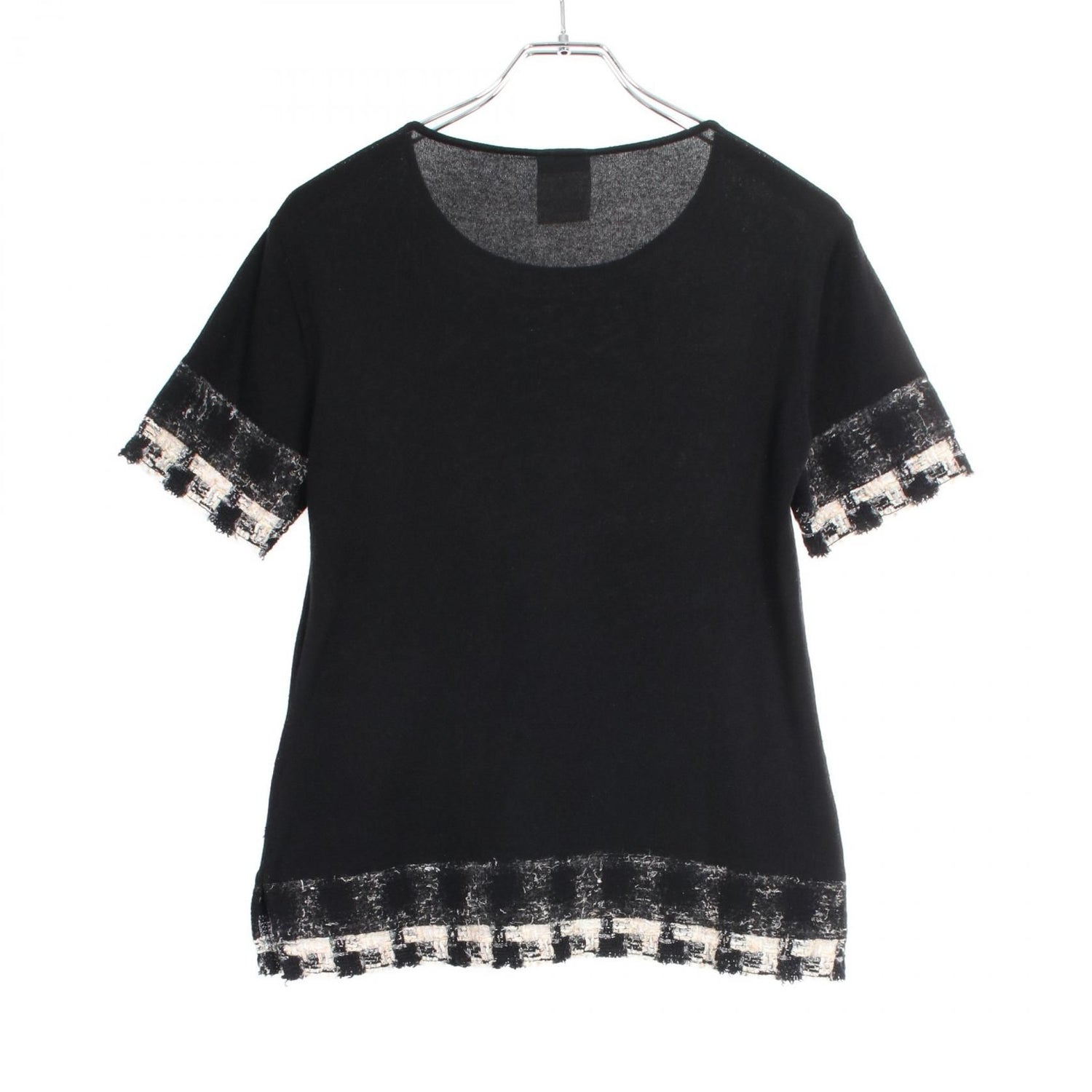 Chanel Black White Beige Tweed Knit Cashmere P 25262w 03472